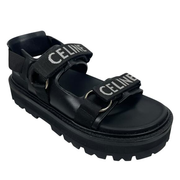 Celine Outdoor Bulky 45mm Calfskin Platform Sandal Lug Sole Black Size 38 - Picture 5 of 15